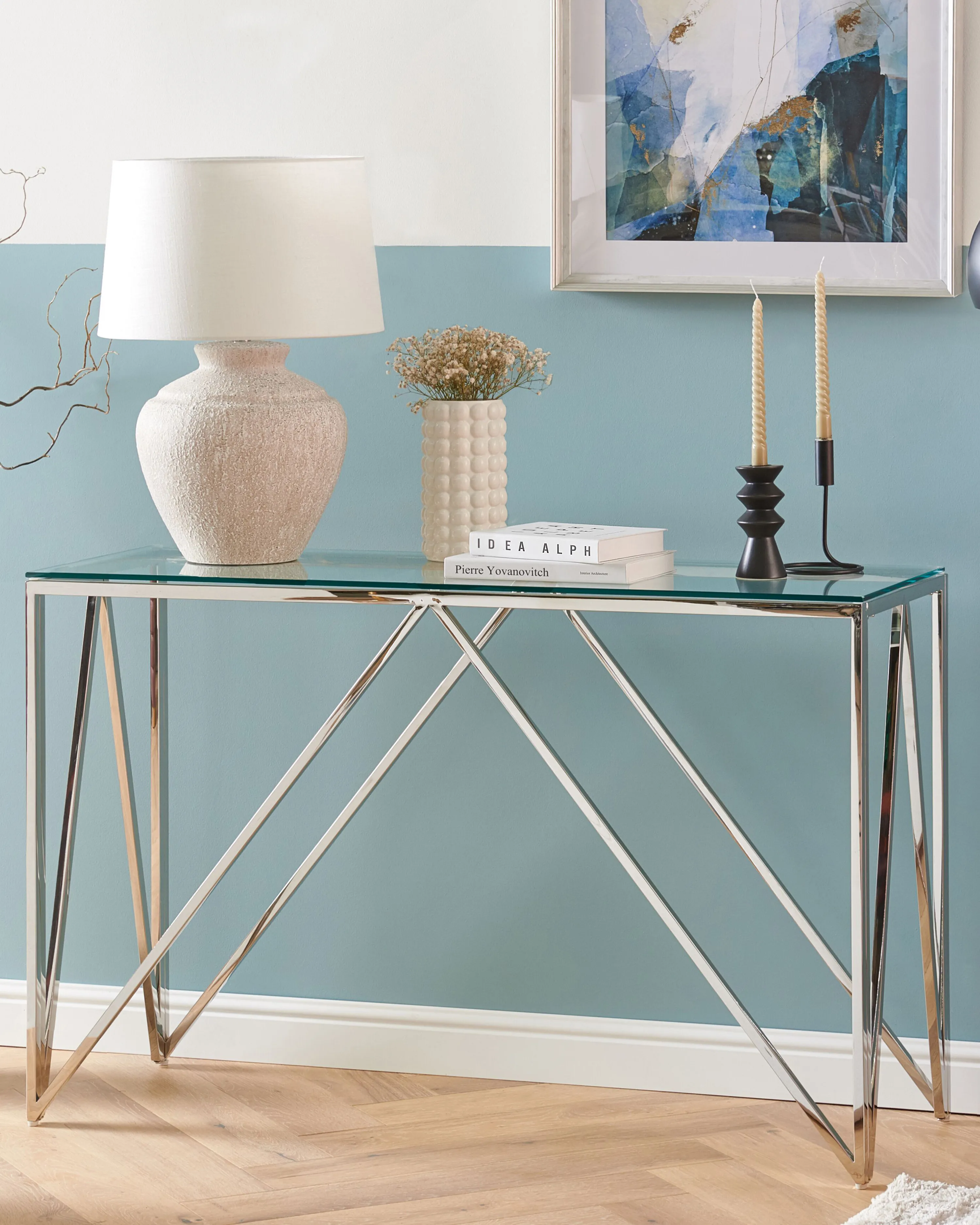 Sidetable WESO Veiligheidsglas Zilver