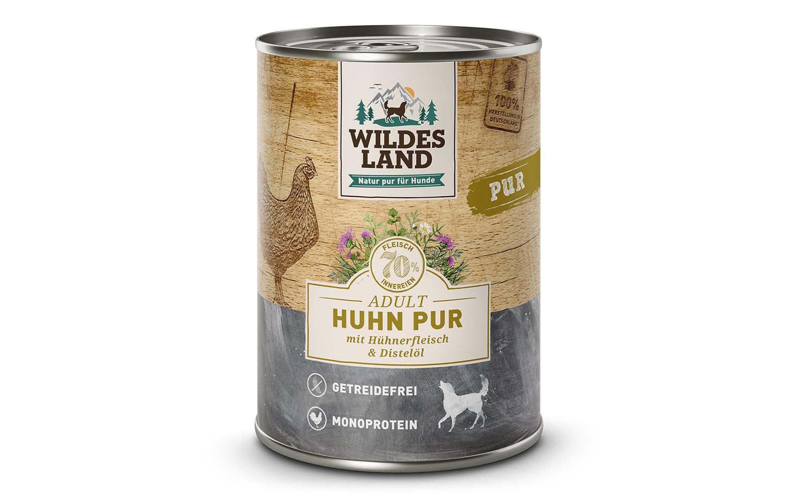 Nassfutter Dog Adult Huhn PUR mit Distelöl, 6 x 400 gAlleinfutter