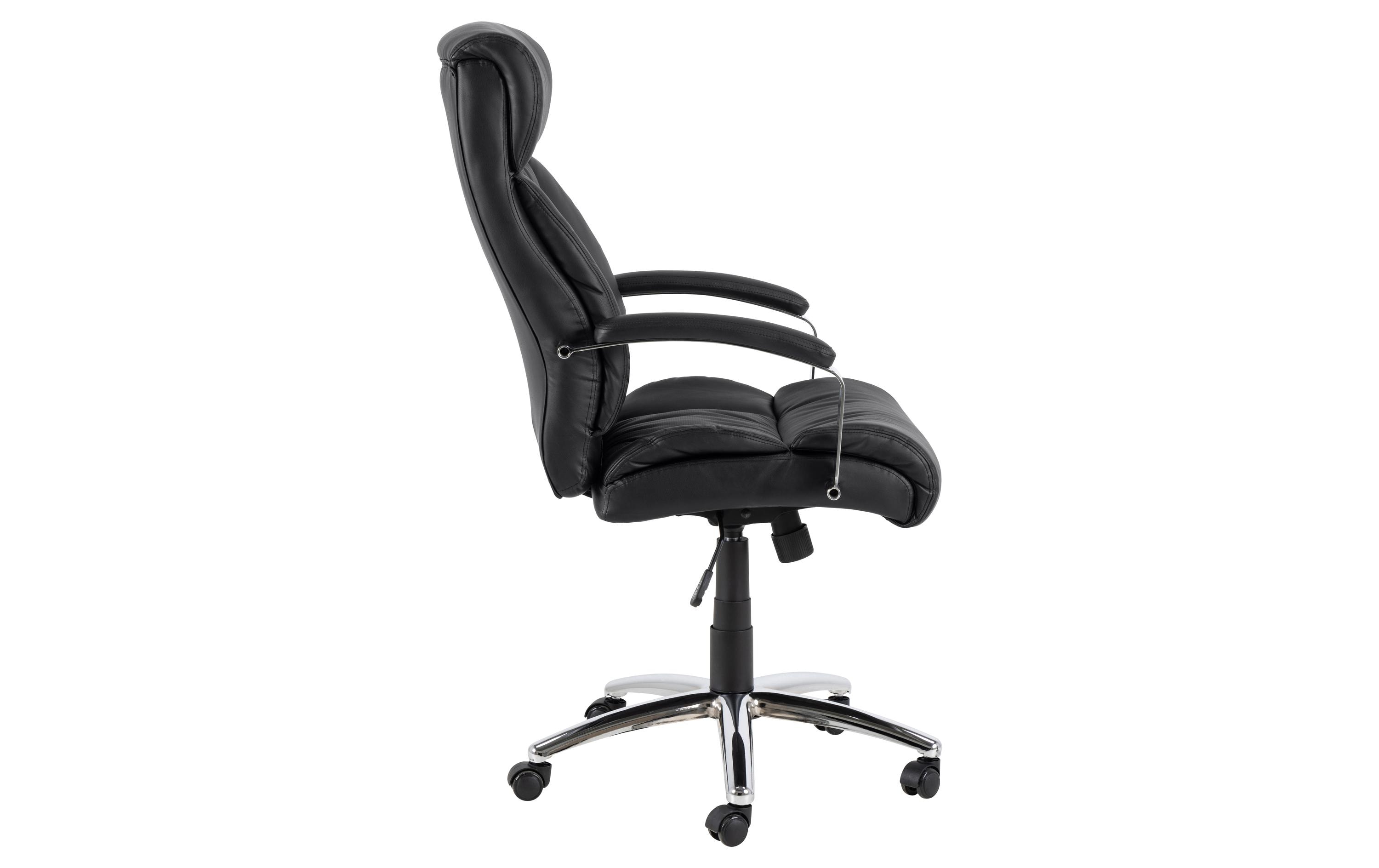 Bürostuhl Benson, mit Polsterrücken und Armlehnen, Schwarz<br>Schreibtischstuhl im Leder look