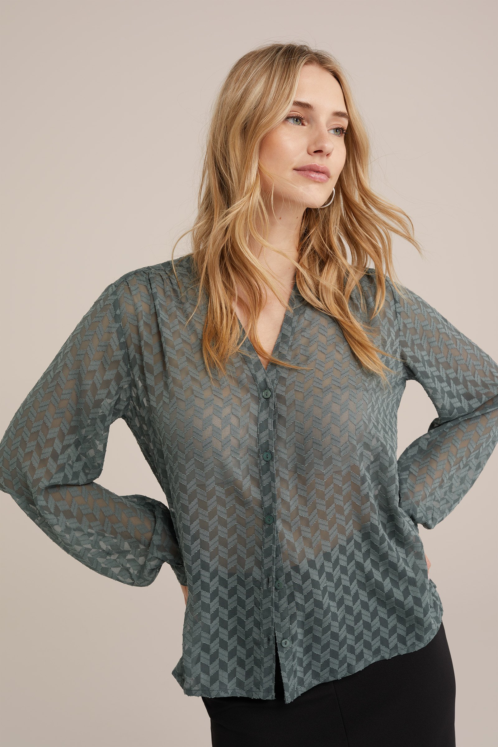 blouse met dessin WE Fashion Zeegroen