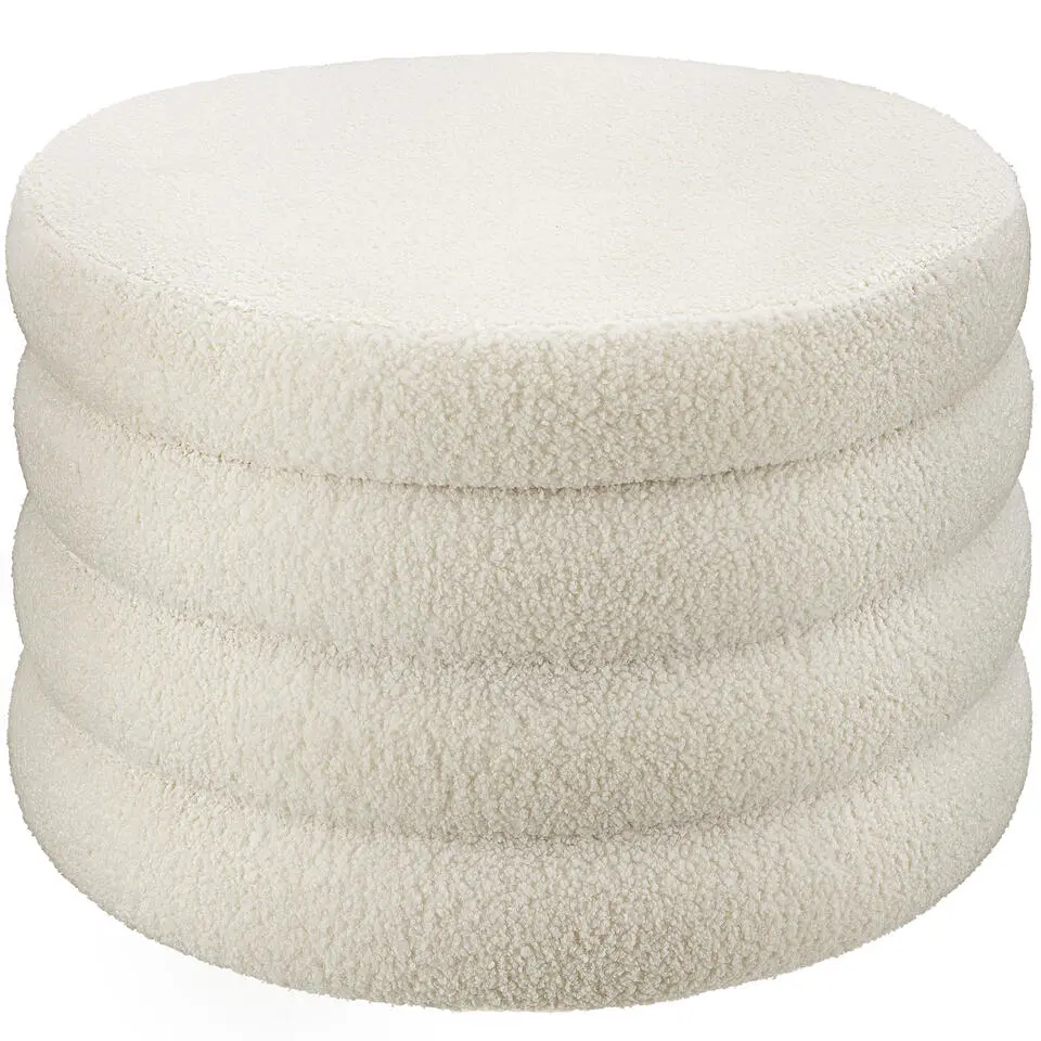 tectake Hocker Altu XL, gestoffeerd, opbergruimte, Bouclé Crèmewit