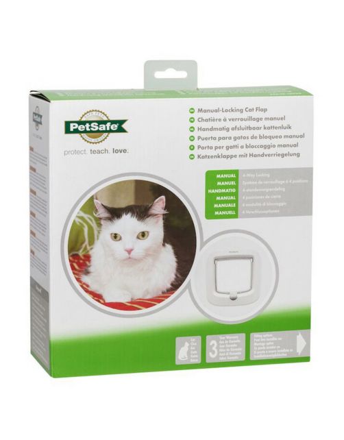 Petsafe Kattenluik Met 4-Weg Handmatig Veiligheidssysteem - Kattenluik - 21.9x4.8x21.9 cm Wit