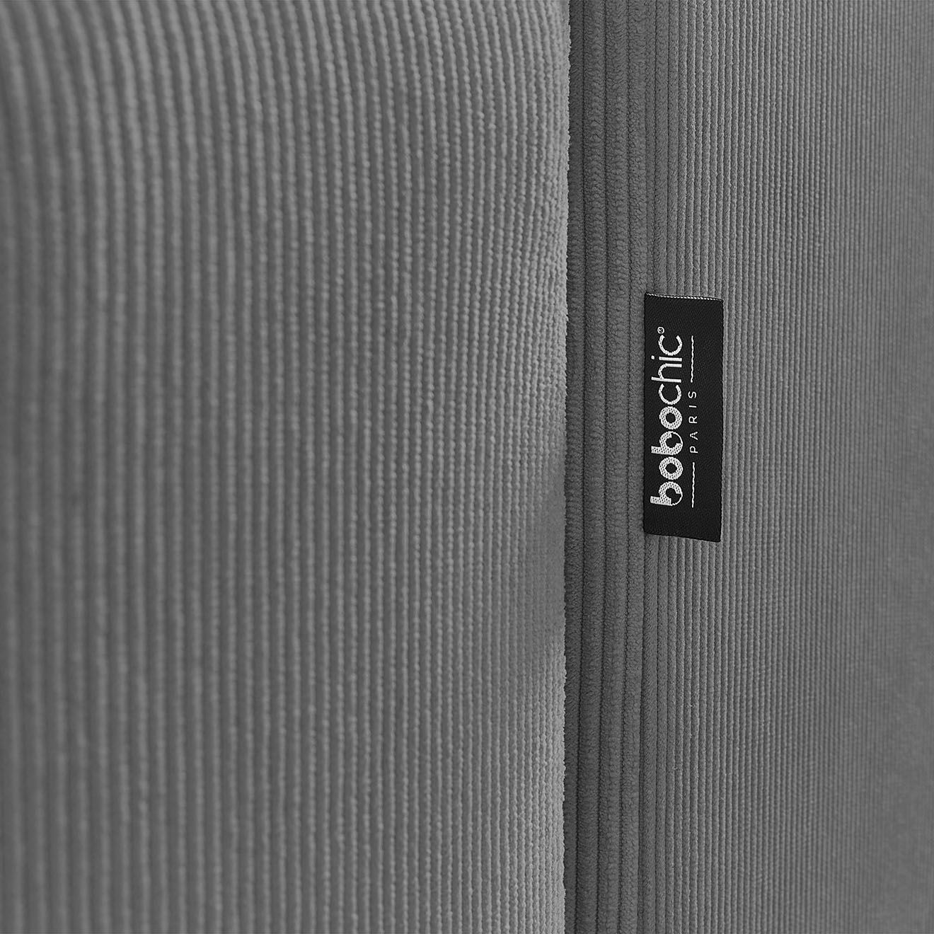 Bobochic Canapé panoramique convertible coffre velours côtelé envy gris foncé - 386x153x95 cm