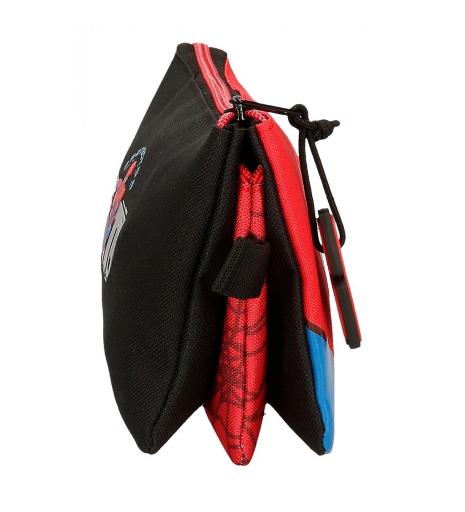 Estojo protetor para lápis do Homem-Aranha da Disney com três compartimentos, vermelho - 22x12x5cm -