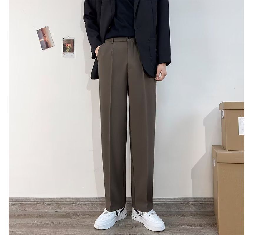 Kantereld - Mid Rise Plain Straight Leg Dress Pants