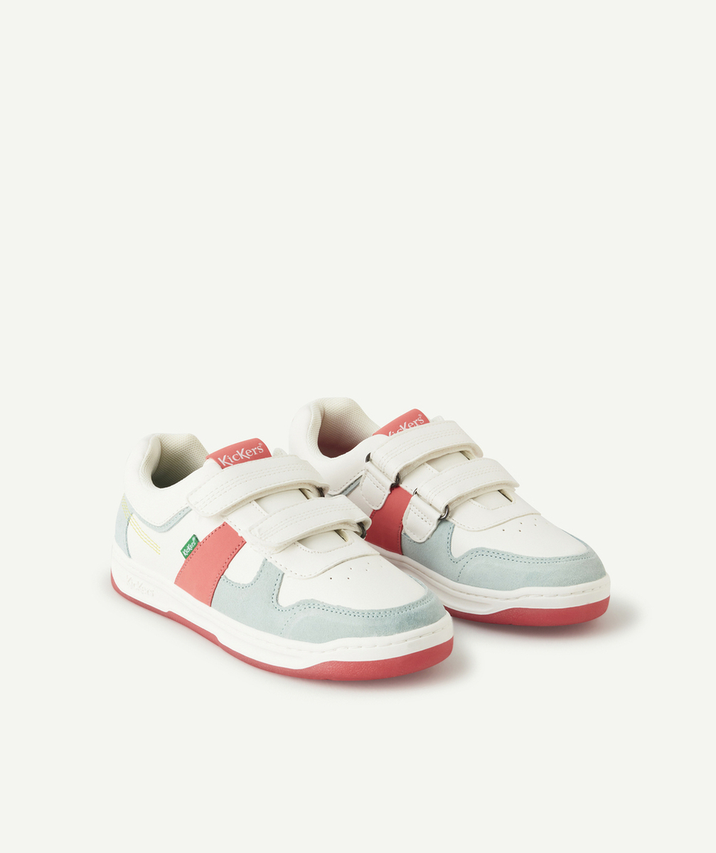 KICKERSBASKETS FILLE KALIDO BLANC ROSE BLEU AVEC SCRATCH