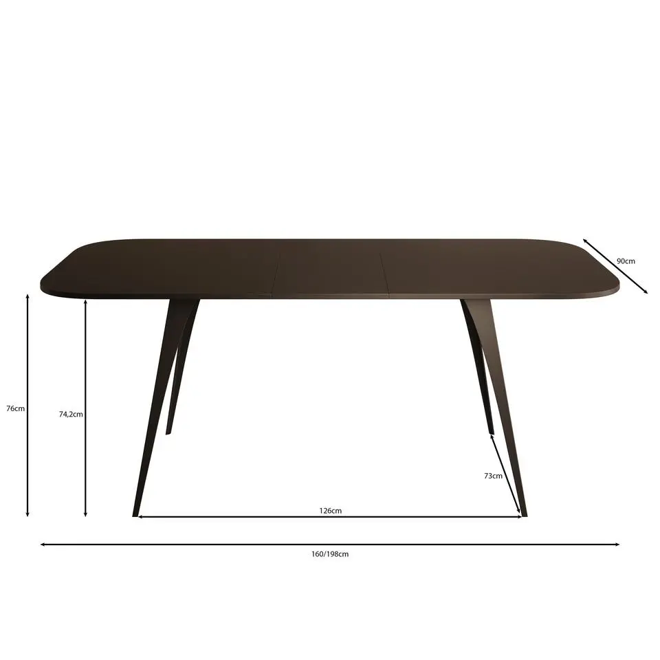 Meubella - Eetkamertafel Flix - Zwart - 160 cm - Uitschuifbaar