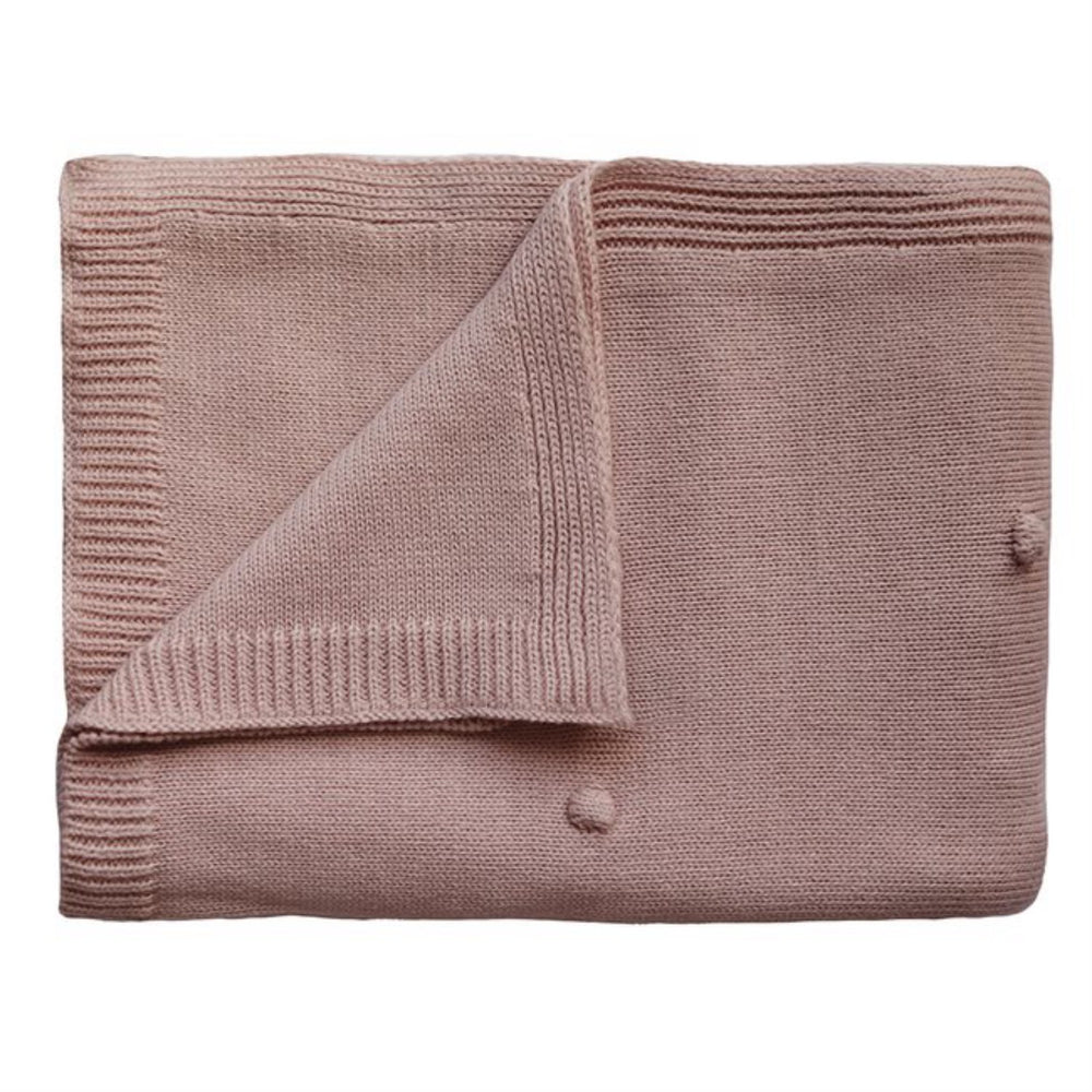 Køb Mushie Textured Dots Blush Strikket Baby Tæppe