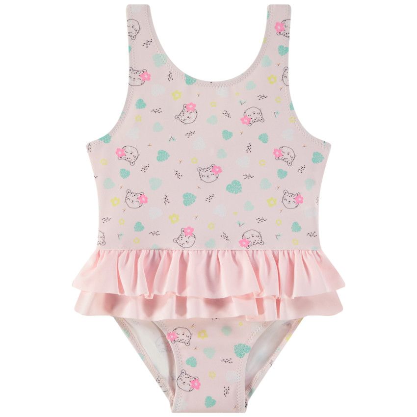 Maillot de bain 1 pièce imprimé fantaisie pour bébé fille - Rose