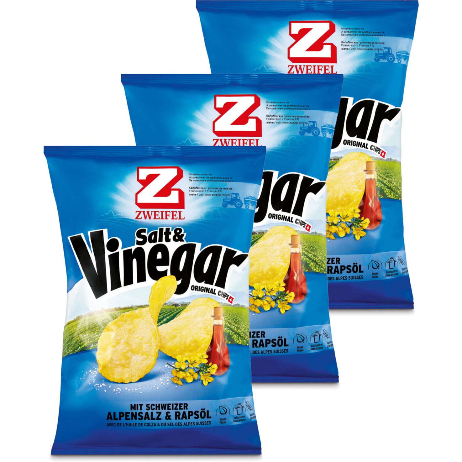 Zweifel Original Chips Salt & Vinegar 3x175g