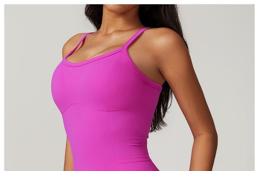 Skinniano - Yoga romper met spaghettibandjes en effen paneel