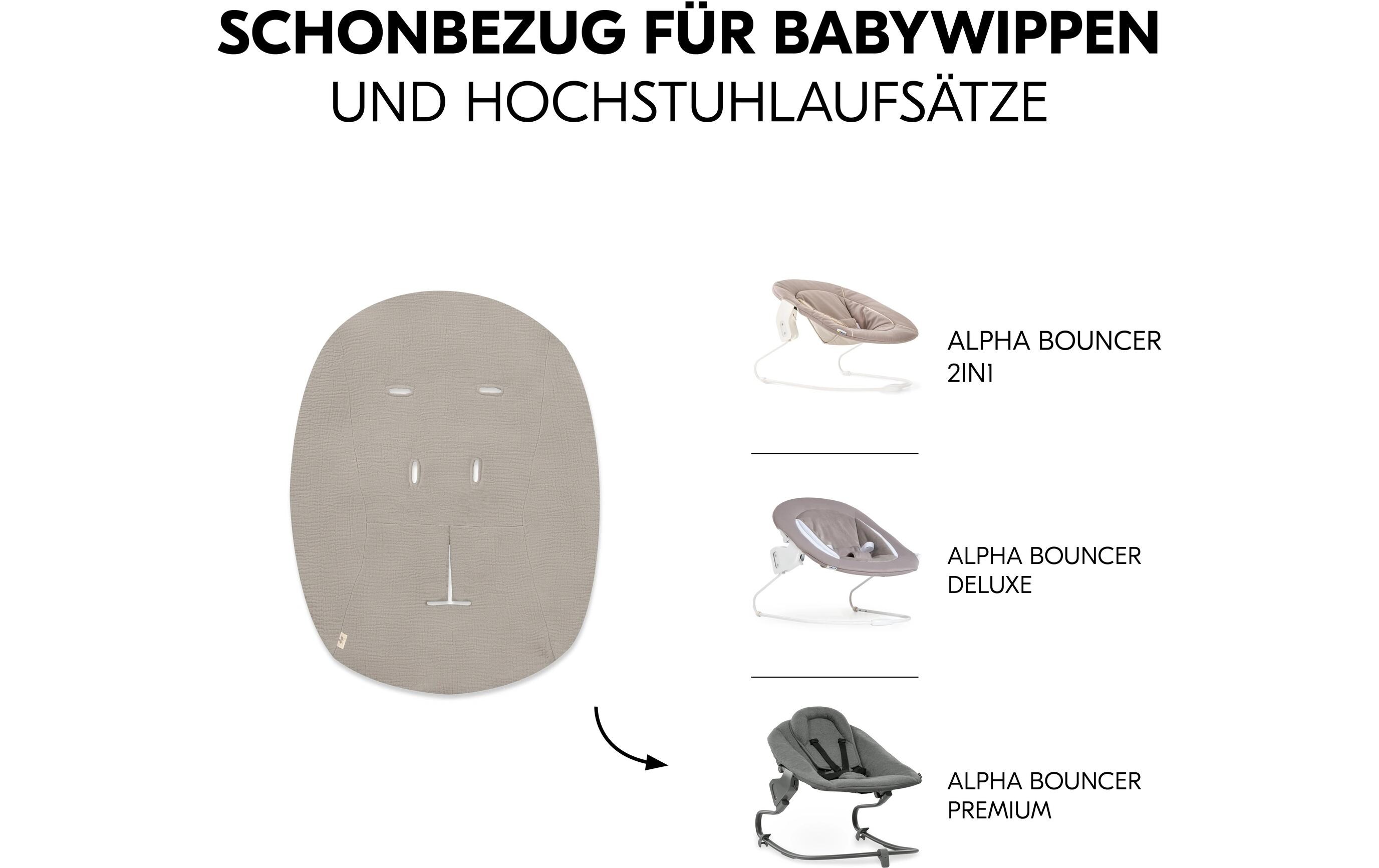 Hochstuhlaufsatz Bouncer Bezug BeigeAtmungsaktiver Baumwollbezug für Babywippen