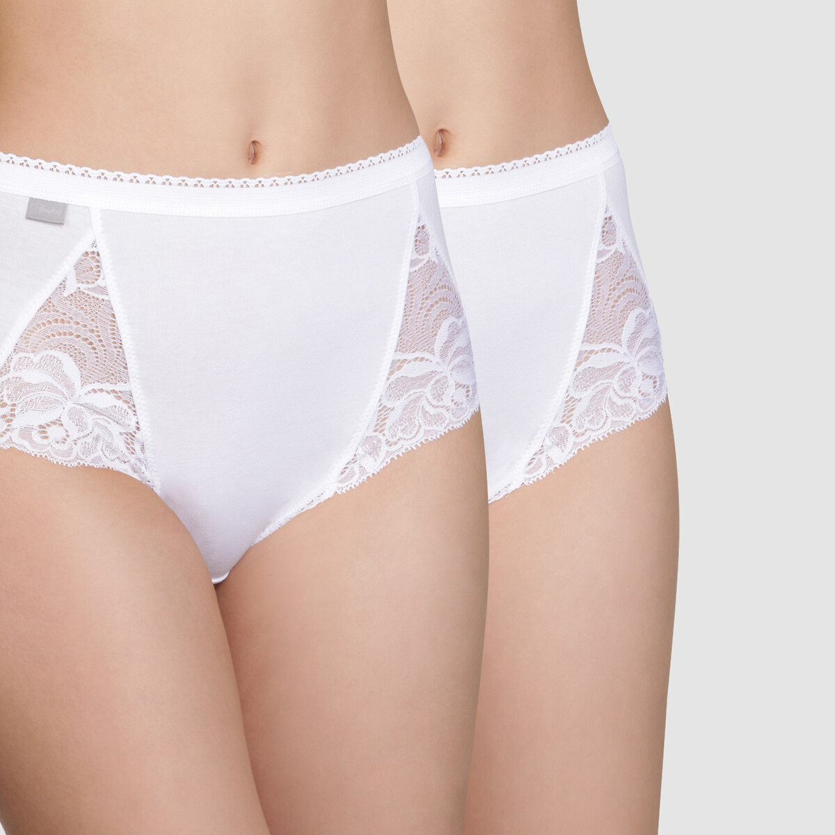 PLAYTEX<br>Conjunto de 2 calcinhas midi em algodão e renda