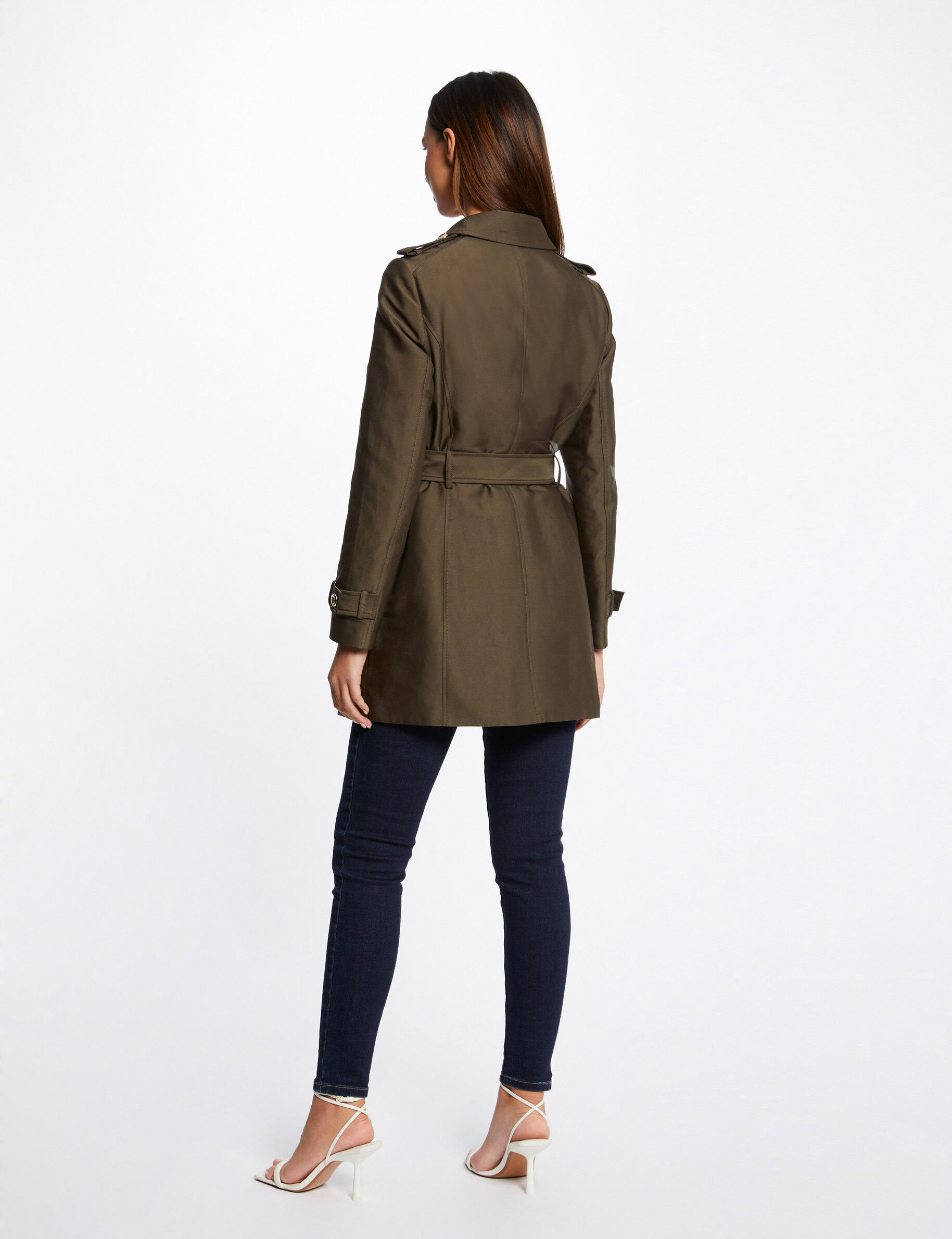 Trench droit ceinturé vert kaki femme - vert_kaki
