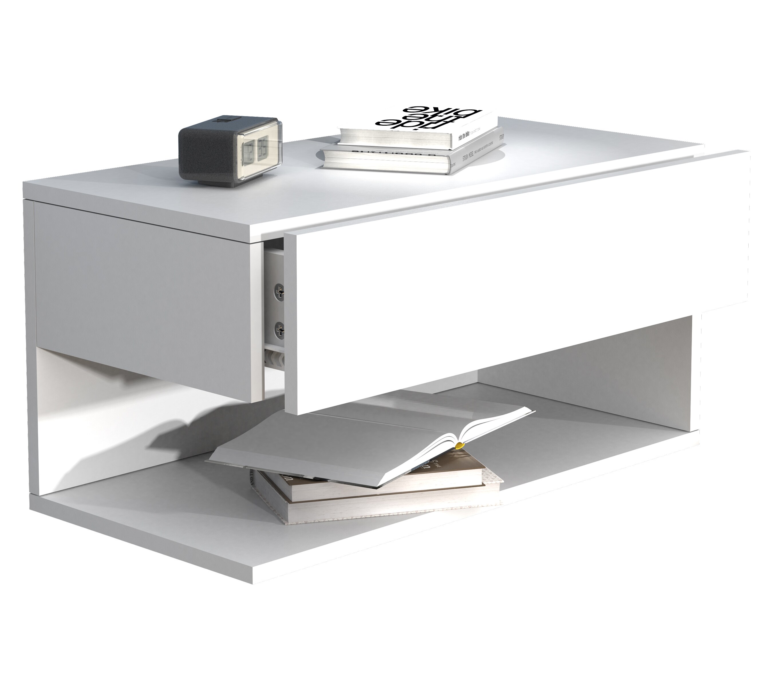 VCM Holz Wandschublade Nachtschrank Wandboard Schublade Konsole Nachttisch Usal XL 60 cm