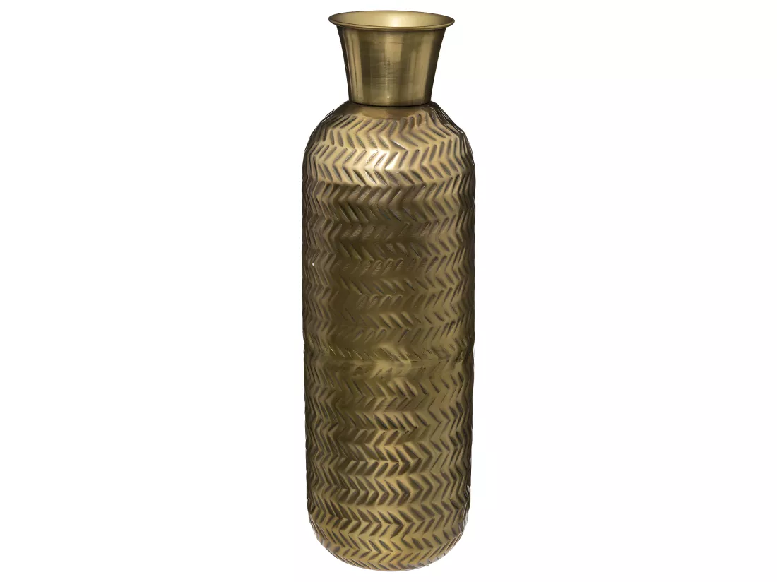 Grand Vase en métal doré D 15 x H 45 cm