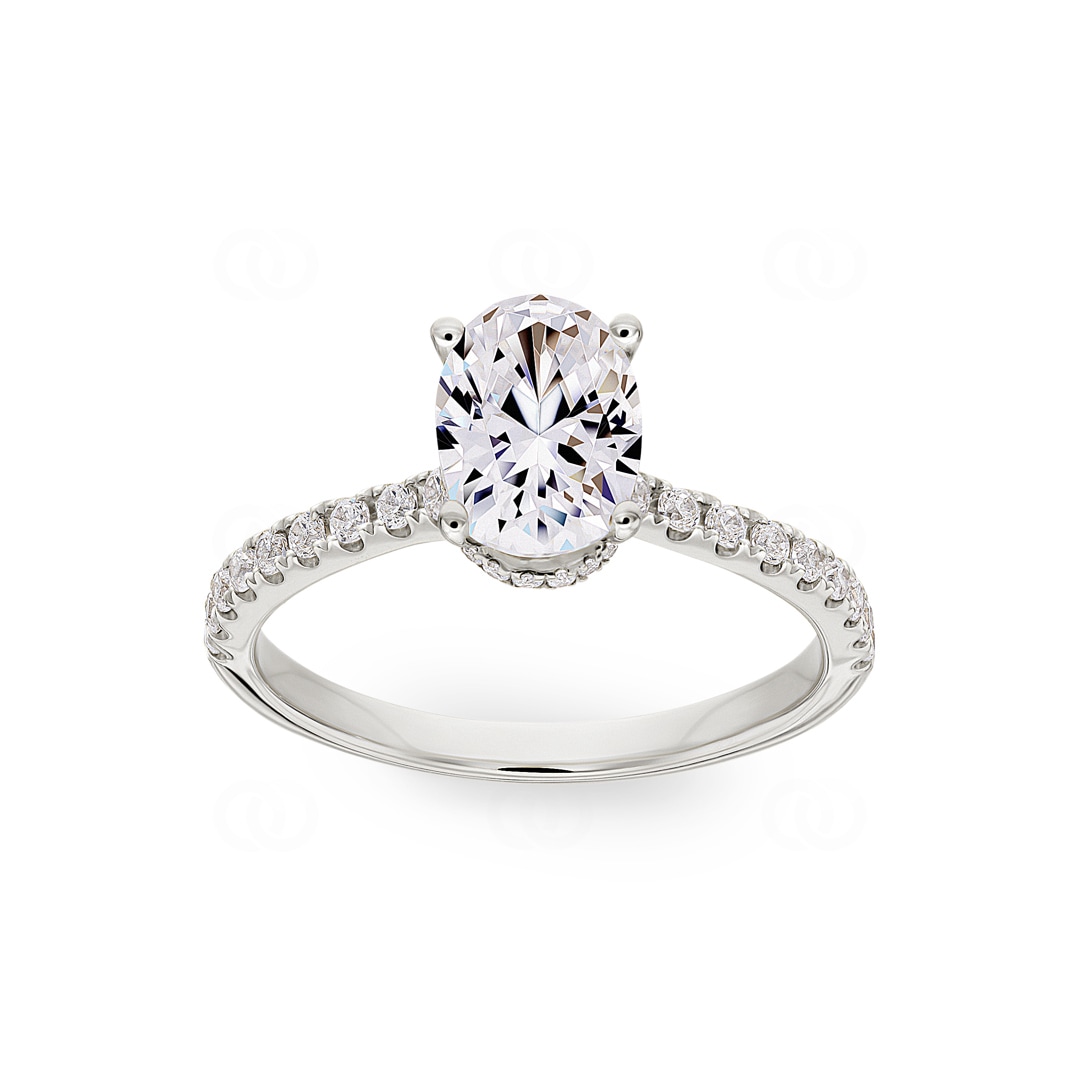 1.28ct Diamanten Pavé Solitärring 750/18 K Weissgold