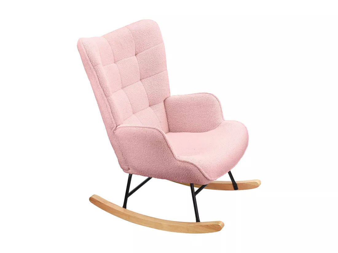 Fauteuil à Bascule Adulte - Chaise à Bascule d'extérieur Ergonomique - pour Salon - Jardin - Chambre - Rose
