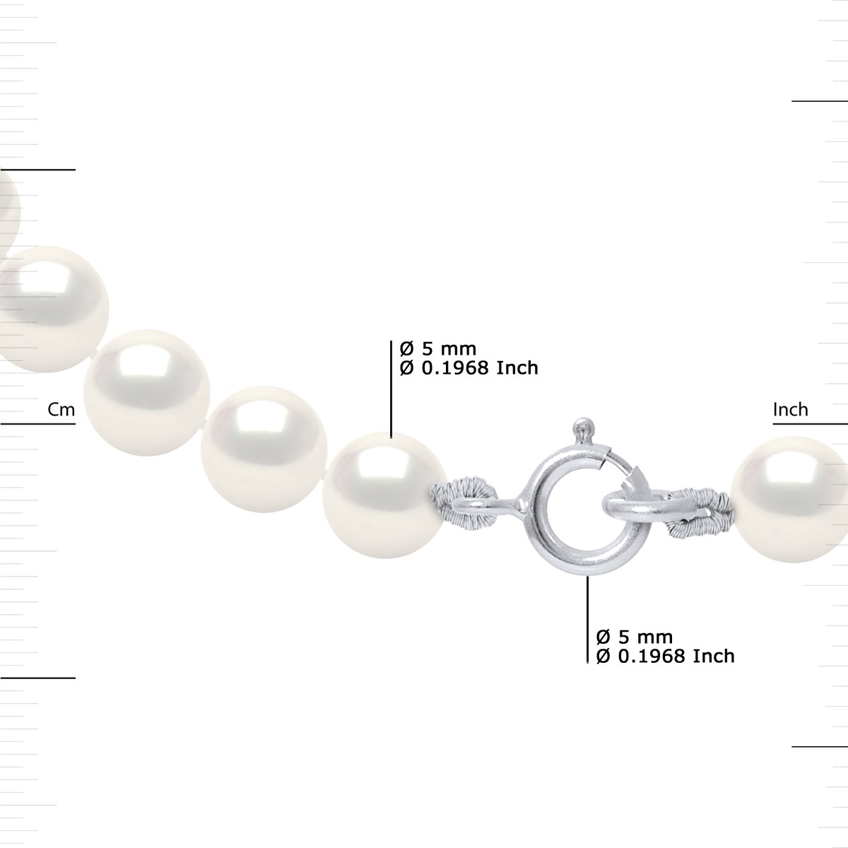 Bracelet Rang de Perles d'Eau Douce Rondes 5-6 mm Blanches Argent 925