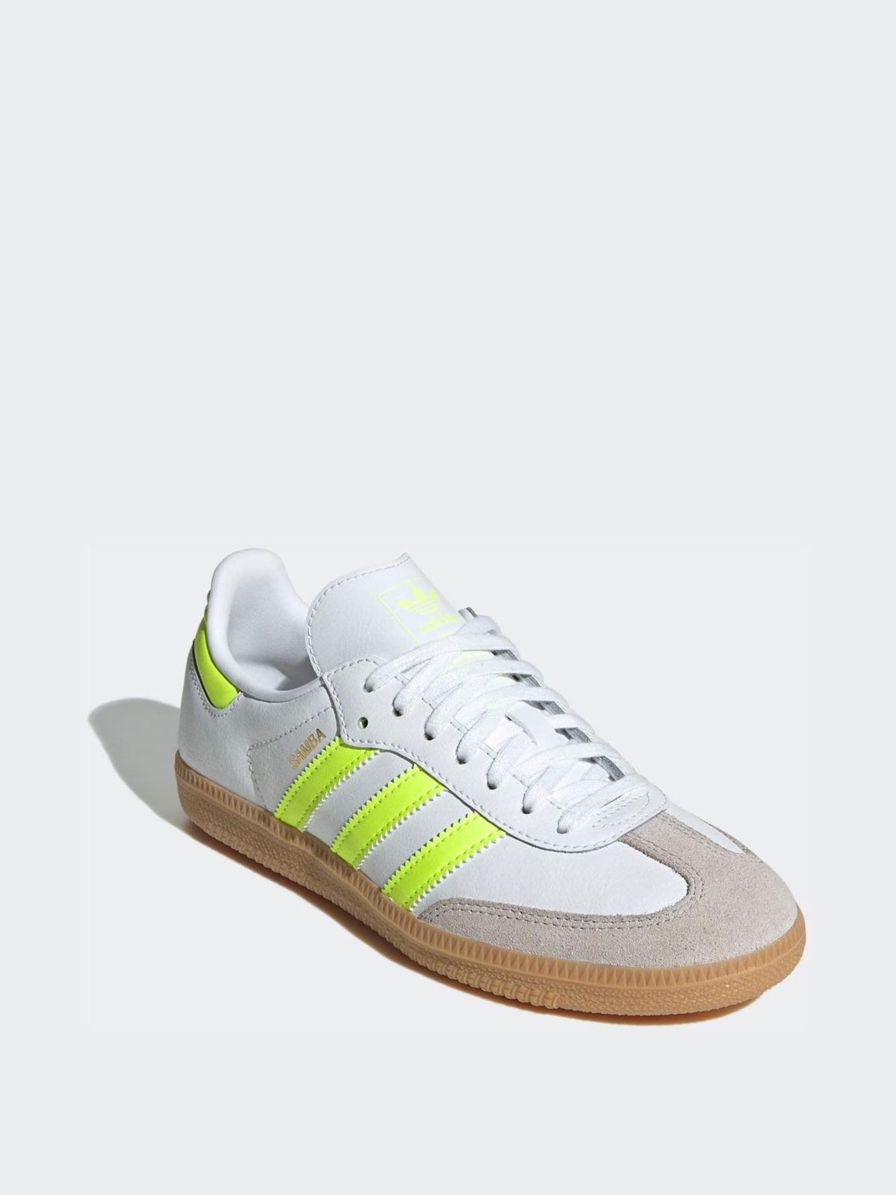 Wit/limoenkleur - adidas Originals Samba OG Junior Trainers