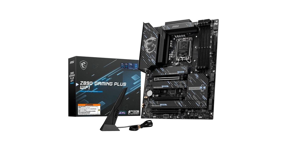MSIZ890 GAMING PLUS WIFI socket 1851 moederbord  (Zwart, RAID, 5Gb-LAN, WLAN, BT, Sound, ATX)