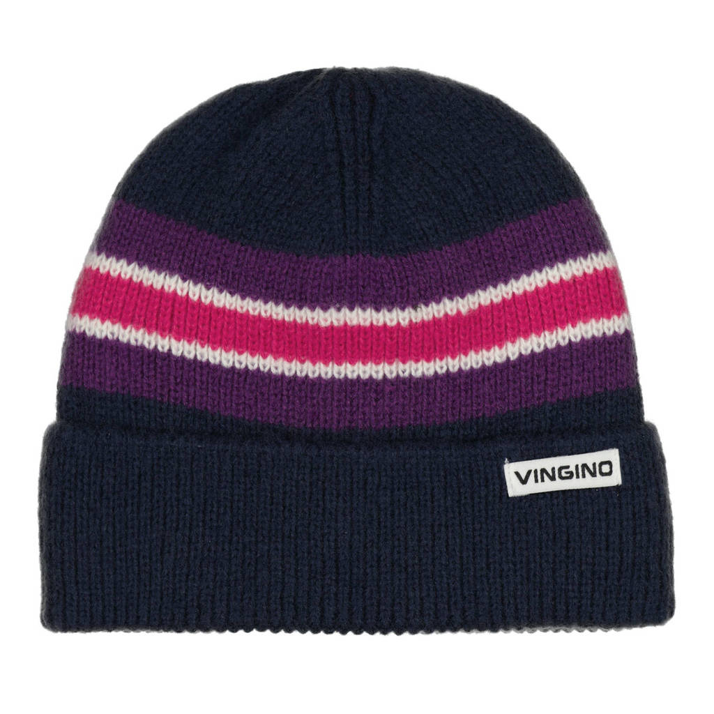 Vingino muts Valerie donkerblauw/paars/fuchsia