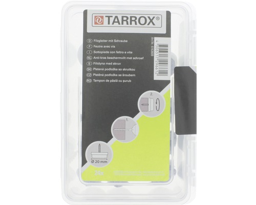 Tarrox viltglijders met schroef, 20 mm rond, grijs, 24 stuks