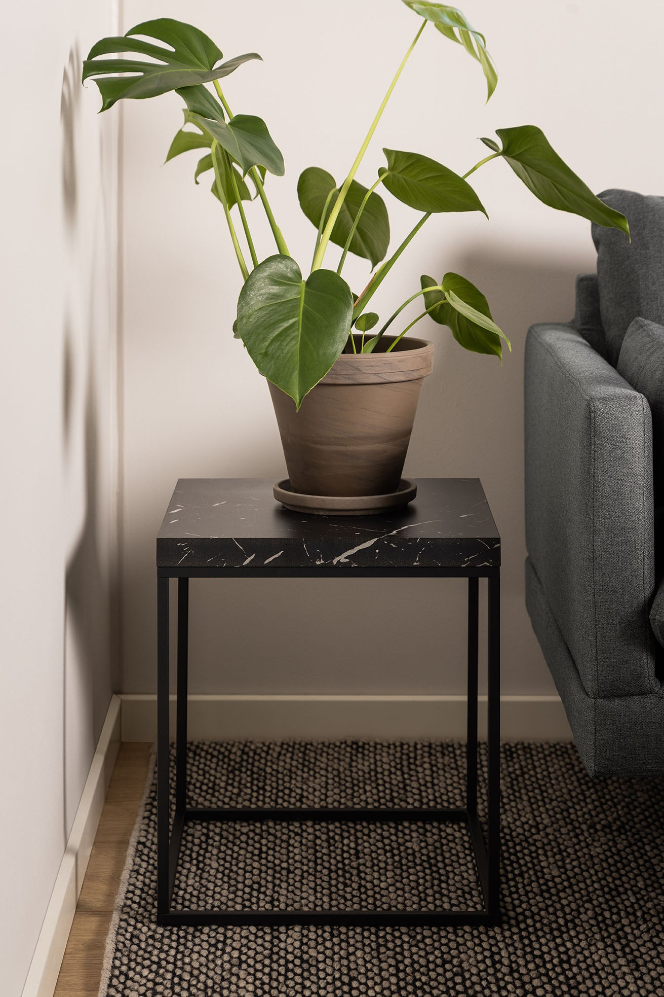 Jolyn Salontafel - 40 x 40cm - Zwart Marmer Look