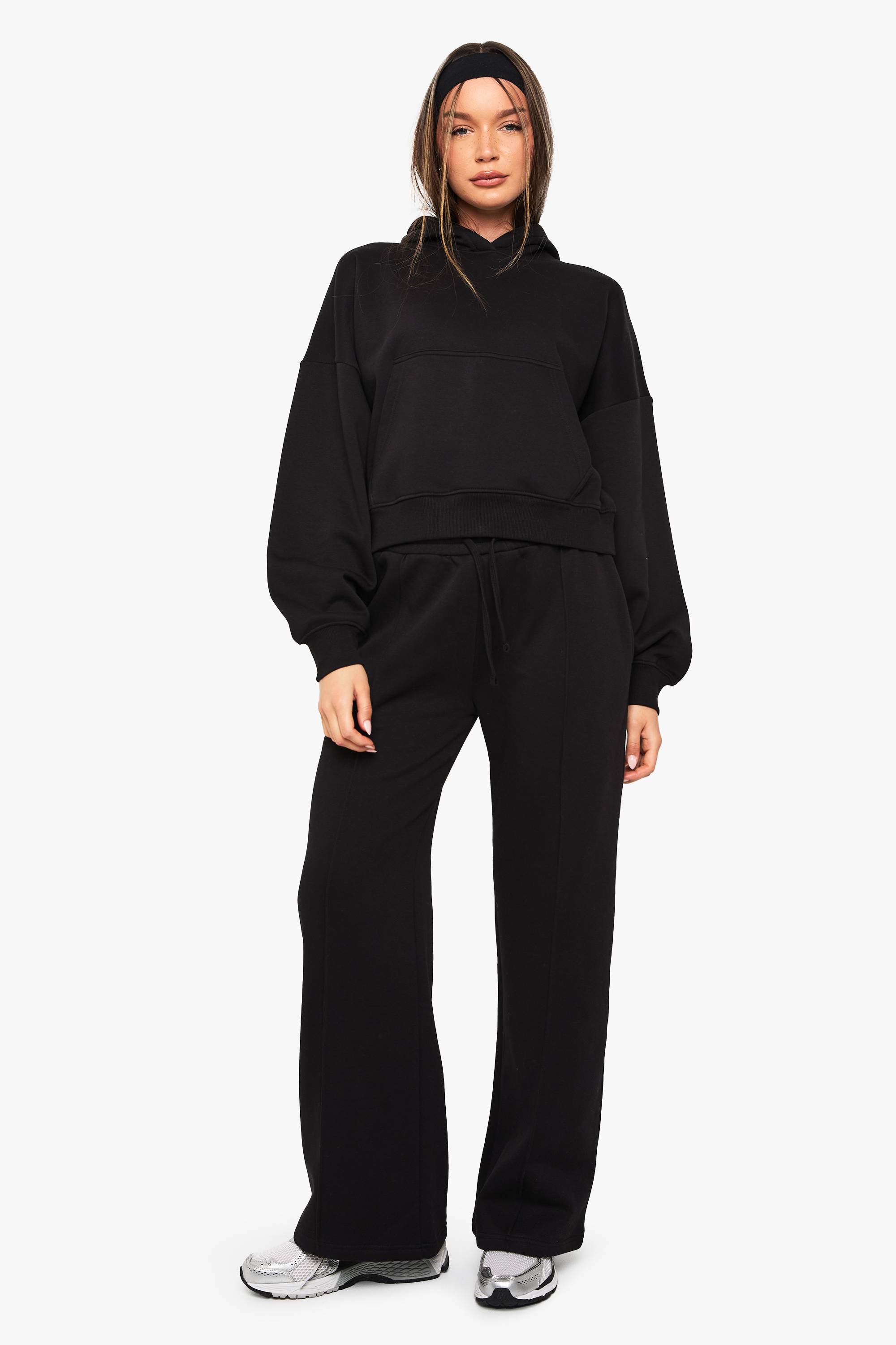 boohoo Jogger à jambes larges avec détails pintuck et ceinture profonde