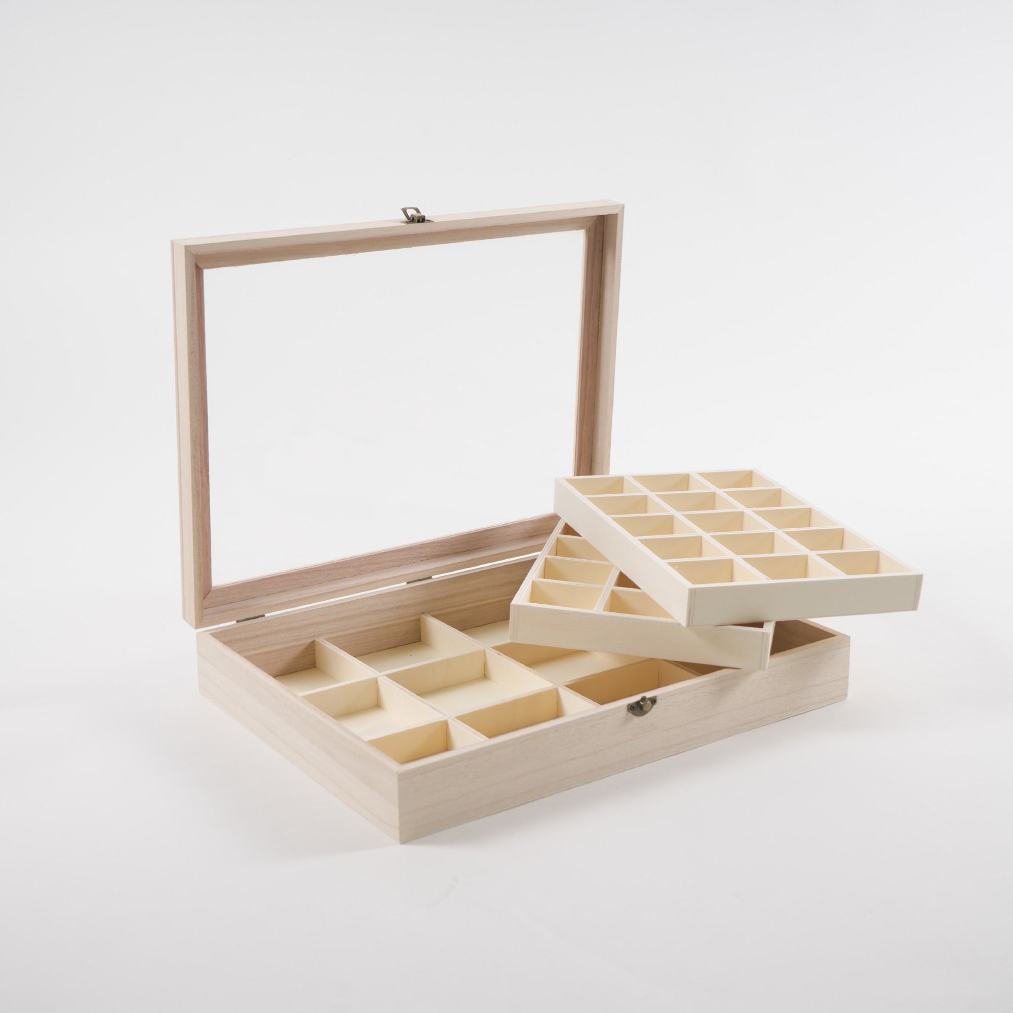 Sortierkasten 'Caisse' mit 42 Sortierboxen, natur, L 30 cm, B 40 cm, H 8 cm von fischer's lagerhaus
