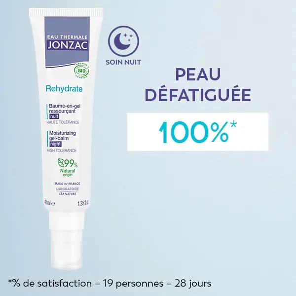 Gel-bálsamo noturno reidratante orgânico Jonzac Thermal Water Rehydrate 40ml