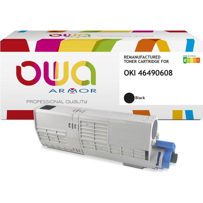 Toner remanufacturé OWA - haute capacité - Noir - pour OKI 46490608
