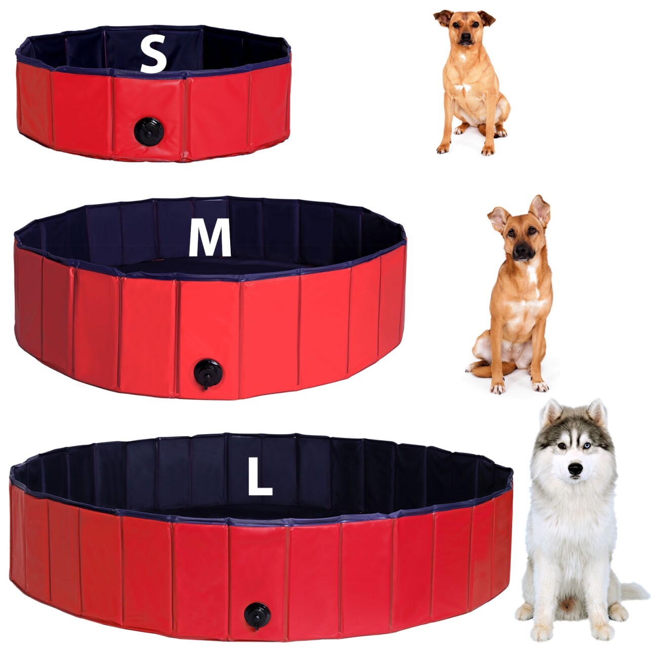 Lionto 80 cm Hundepool mit Ablassventil - faltbar