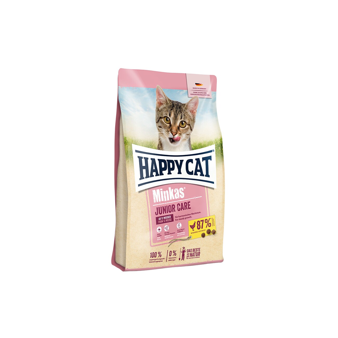 HAPPY CAT Minkas Trockenfutter Katze Junior, Care, Geflügel 1,5 kg