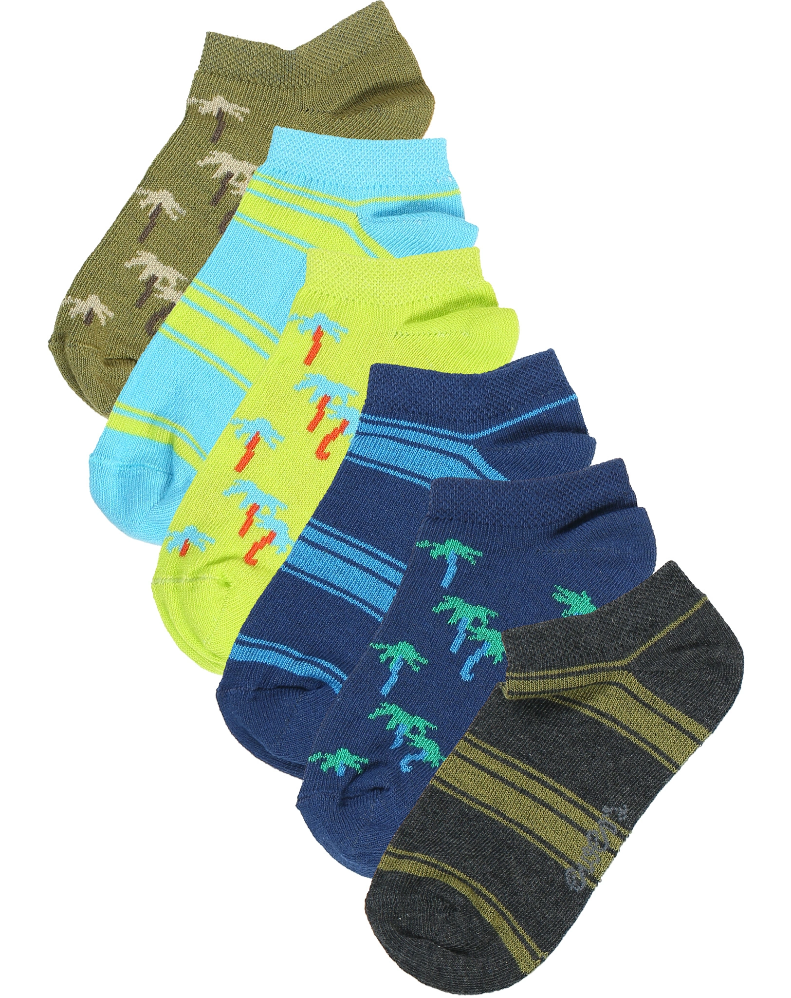 Sneakersocken PALME/RINGEL 6er Pack in blau/grün