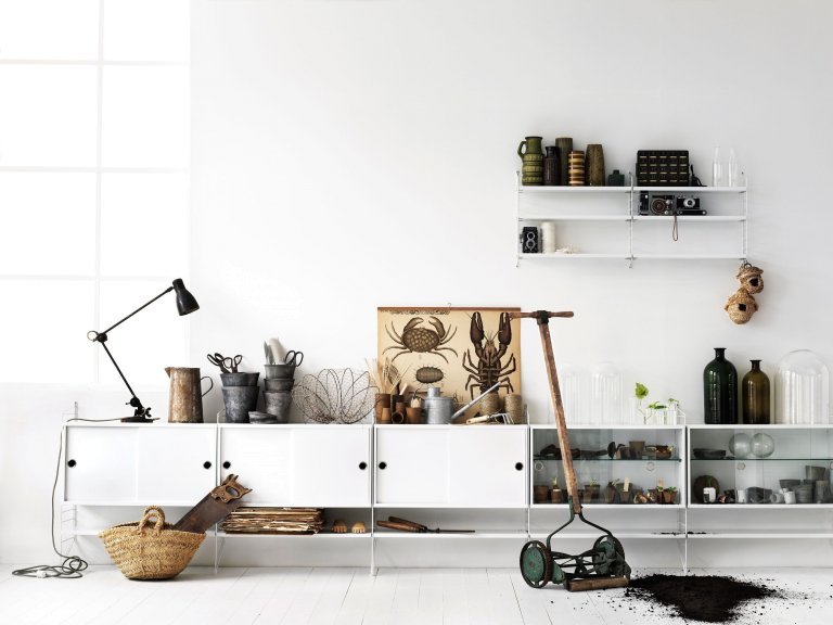 String Furniture Vitrinekast 78 x 30 x 42 cm eiken