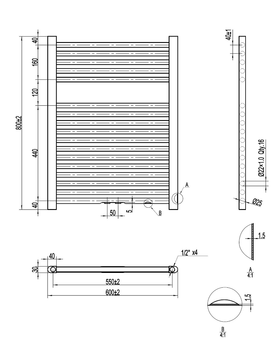 Best Design Zero badkamer radiator 80x60cm wit