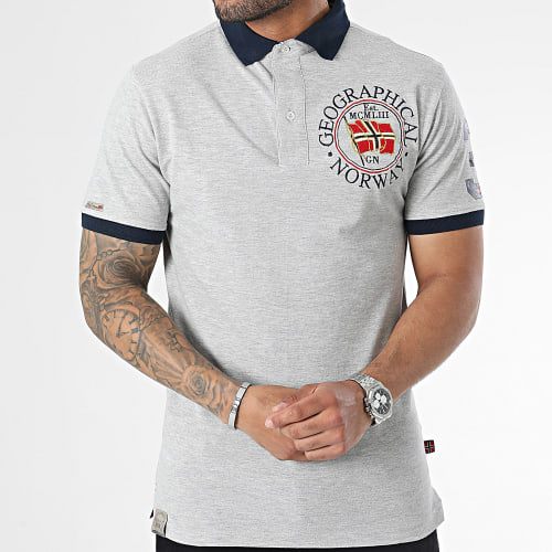 Polo Manches Courtes Gris Chiné