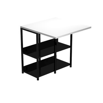 Bureau repliable avec structure métallique - 69 cm - blanc