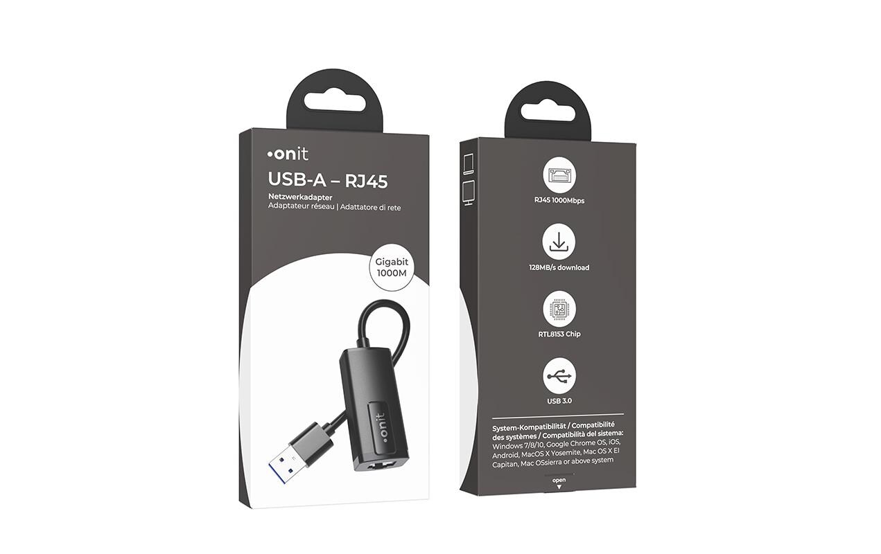 Netzwerk-Adapter USB-A – RJ45 Gigabit-LANKompakter Adapter für Mobilgeräte ohne RJ45-Anschluss