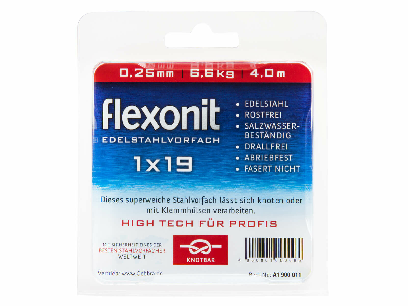 4 m flexonit Stahlvorfach 1x19 - 4.5 kg (0.20 mm)