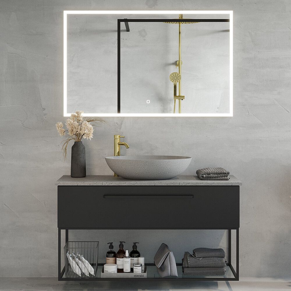 BADEROMSMØBEL CAMARGUE IQ+ SVART MATT/BETONG 120CM