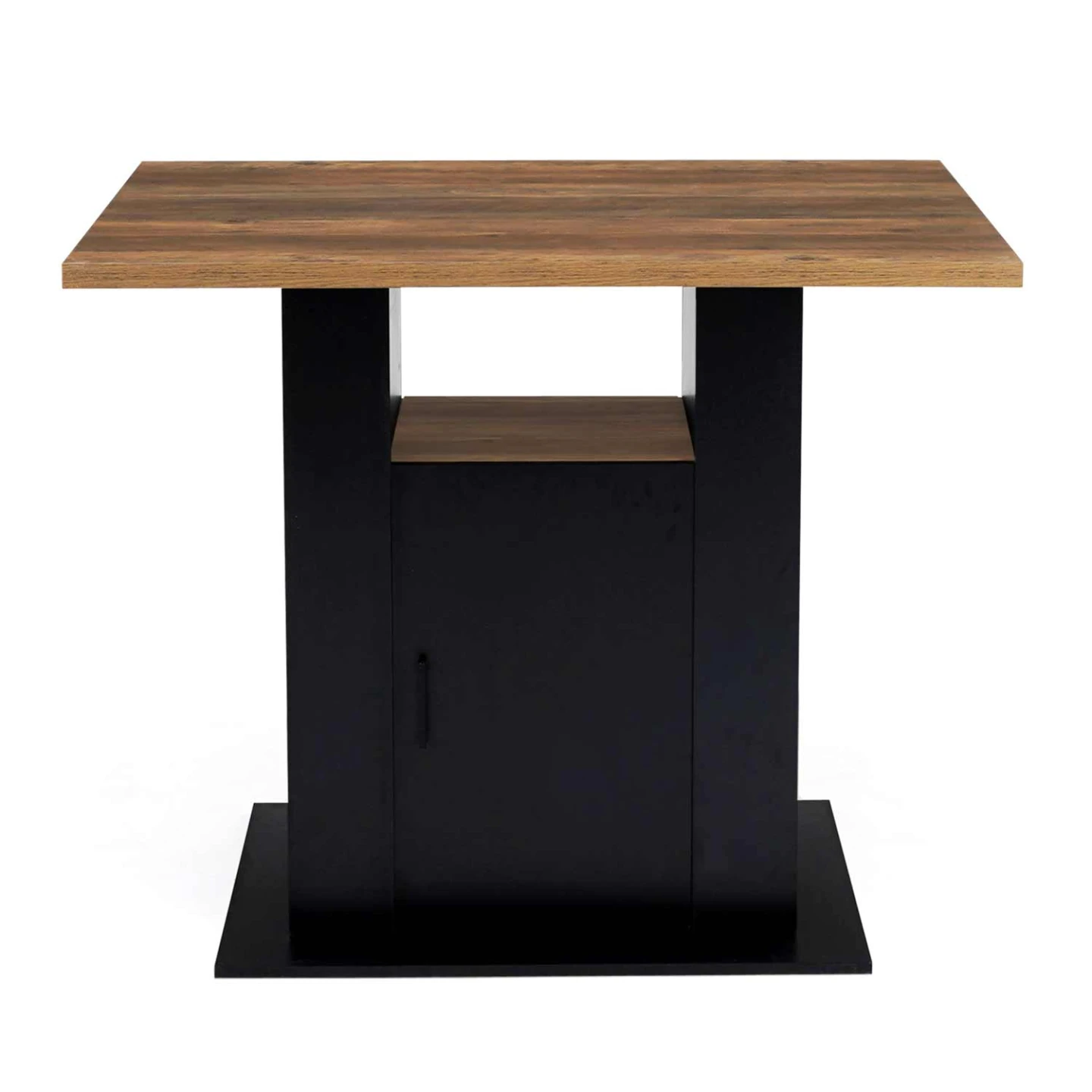 Ilot central UGO 110 cm bois noir et effet bois foncé HAWKINS avec rangements