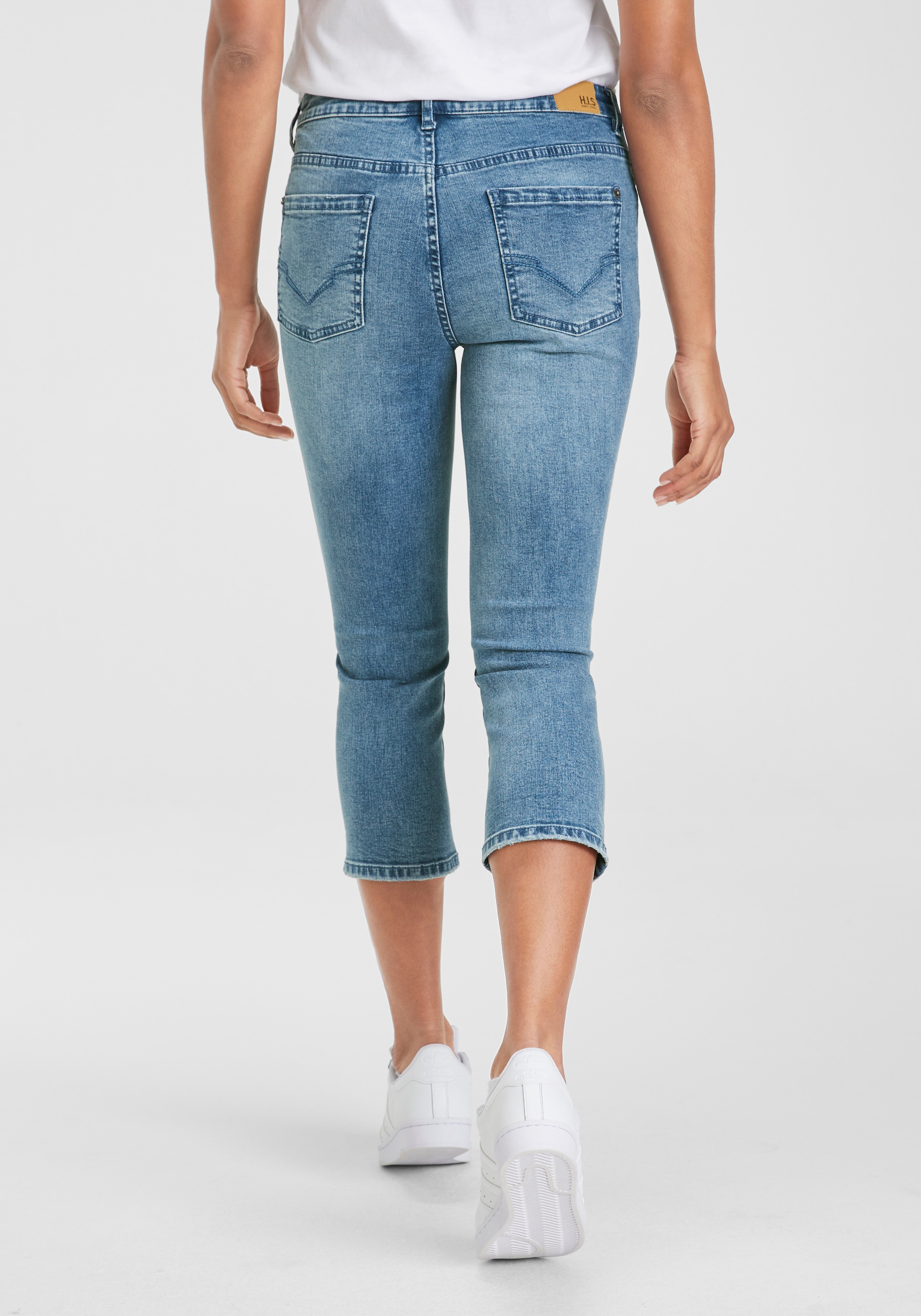 H.I.S Caprijeans , schmale Beinform,  krempelbare Beinabschlüsse,  hohe Leibhöhe