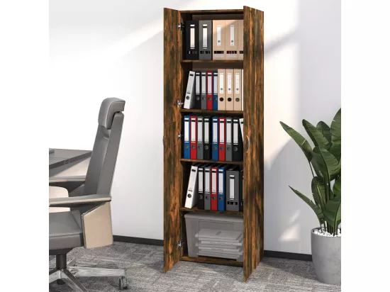 Armoire de bureau Chêne fumé 60x32x190 cm Bois d'ingénierie