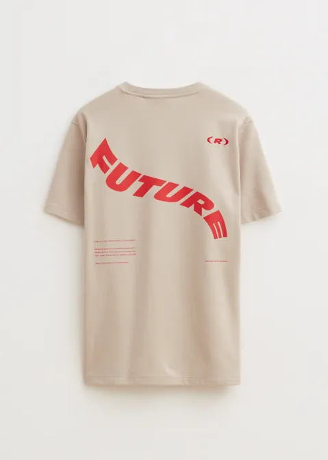 T-shirt met print swirl bruin (TAUPE)