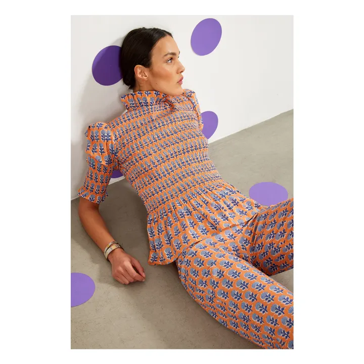 Maria de la Orden Blouse Manches Courtes Aleria Imprimée | Orange