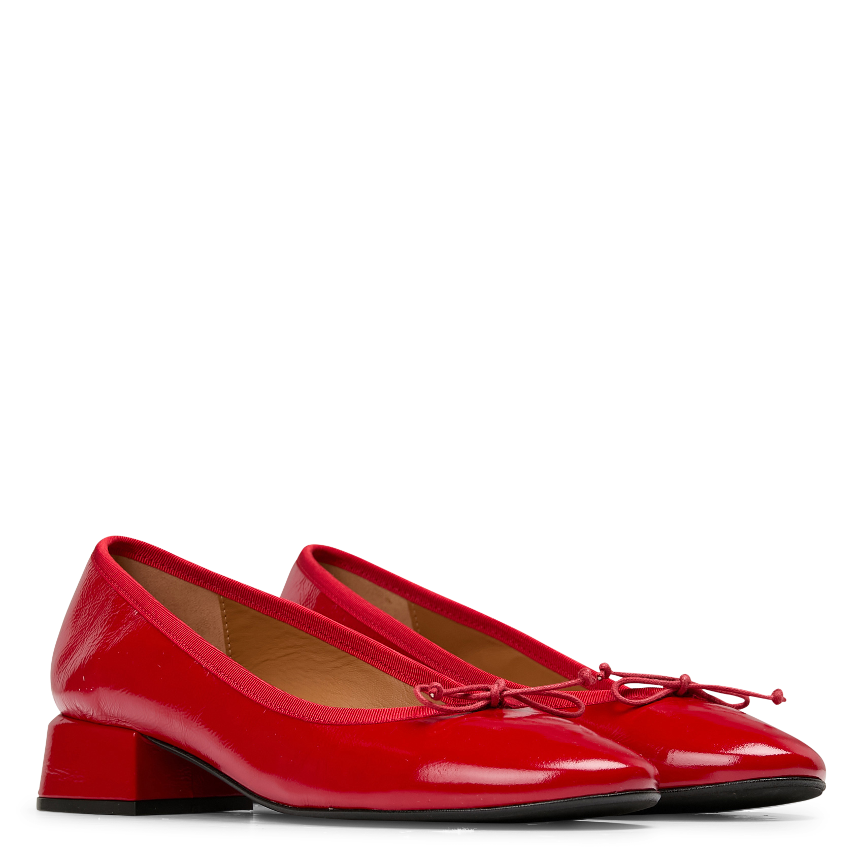 NICOLE - Ballerines à talons en cuir verni | Rouge