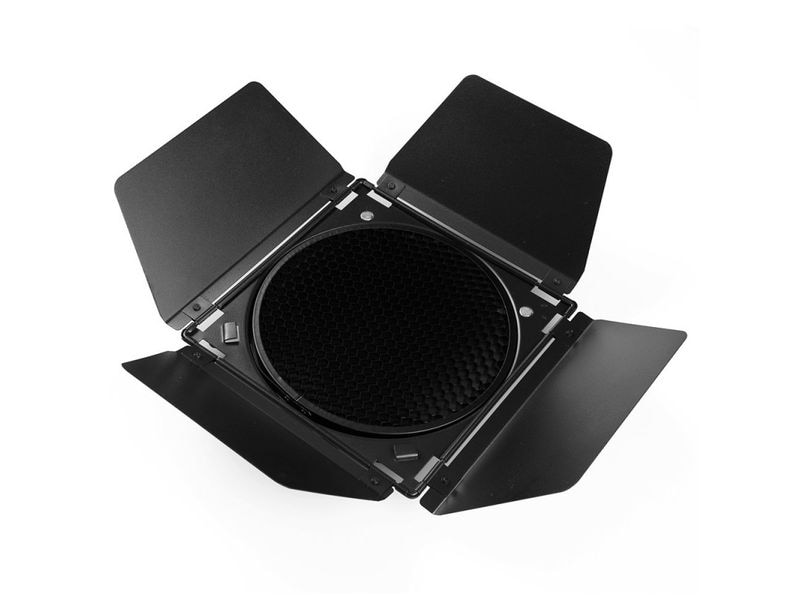 Godox BD-04 Abschirmklappen-Kit Das vielseitige Lichtmodifikationskit, das Abschirmklappen mit Gitter und Farbfilter umfasst, ist für die Vorderseite eines Standard-7-Zoll-Himmels ausgelegt