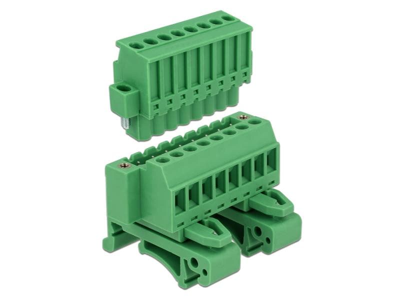 Delock Hutschiene/DIN Rail Terminalblock 8Pin Delock Terminalblock Set für Hutschienen 8 Pin mit Schraubverriegelung
